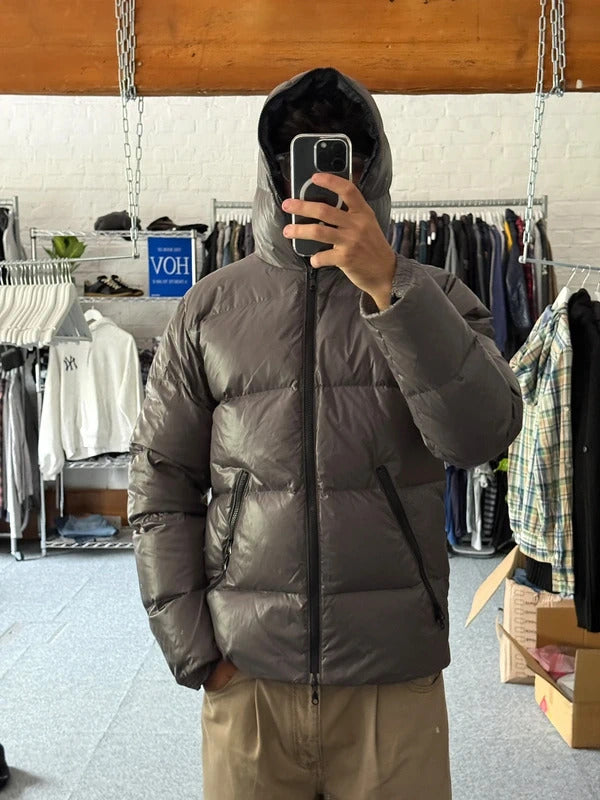 Grey Beams Japan Hooded Feather Puffer Jacket Coat M
