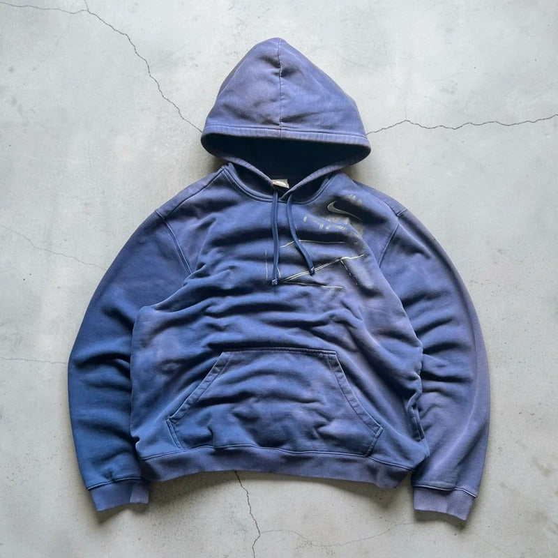 Nike ACG Blue Faded Wash Pullover Hoodie L