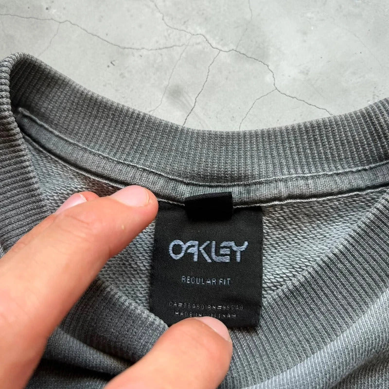Oakley Grey Garment-Dyed Crewneck Sweatshirt Xs