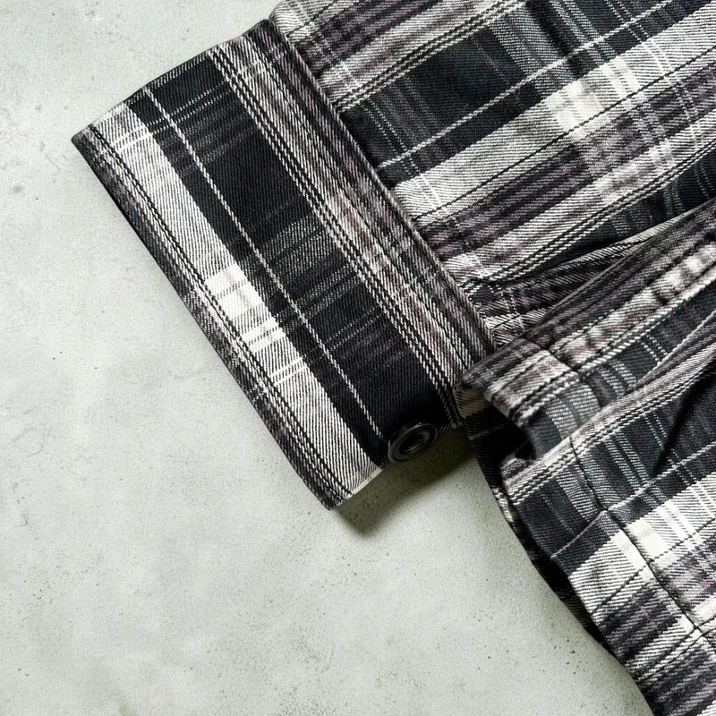 Black Grey White Plaid Checked Jacket S