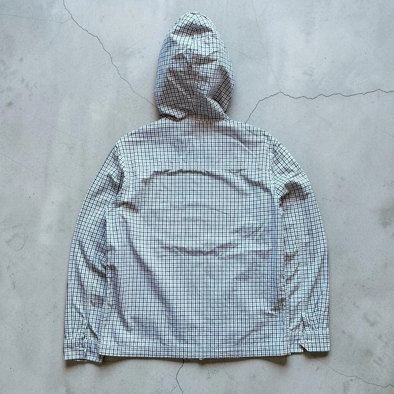 Lightweight Plaid Check Hooded Windbreaker S