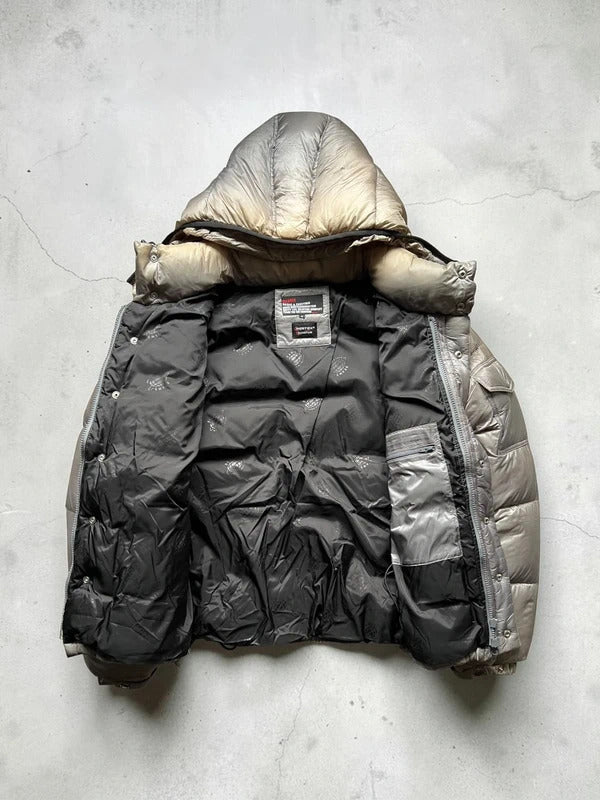 Beams Japan Silver Grey Shiny Down Puffer Jacket Coat XS