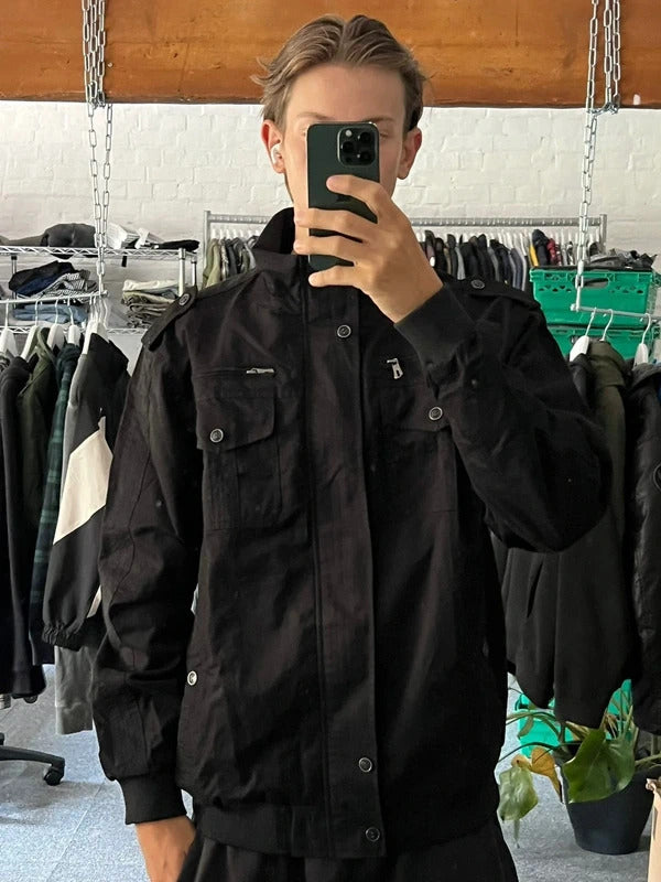 Vintage 00's Black Military Style Technical Utility Jacket XL