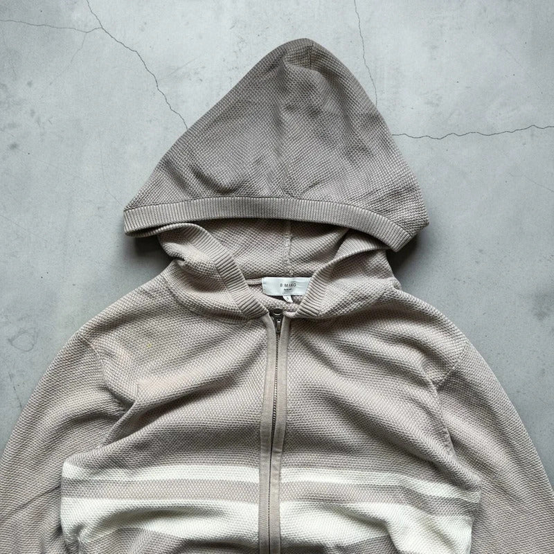 Vintage 00's Beige Beams Japan Zip up Knitted Hoodie S