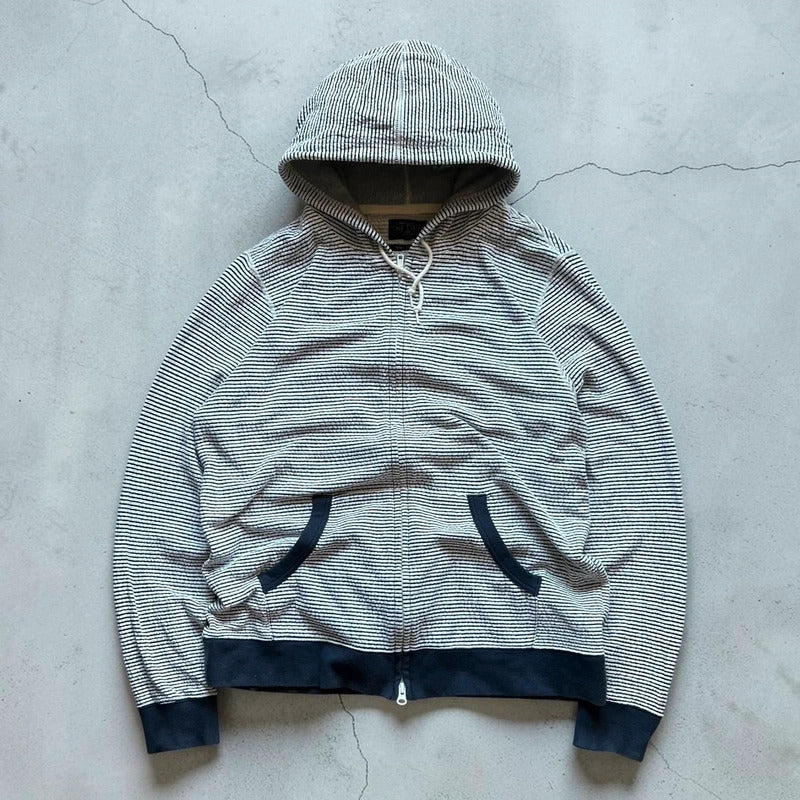 Beams Navy/White Striped zip Up Hoodie L