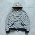 Beams Navy/White Striped zip Up Hoodie L
