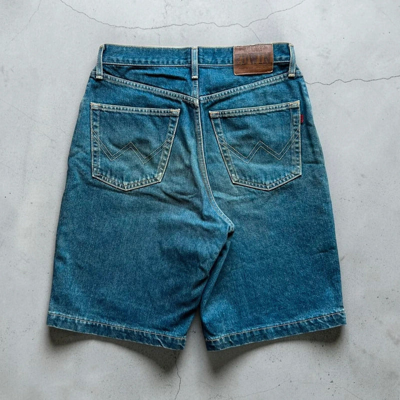 Vintage 00's Baggy Edwin Blue Denim Shorts Jorts W29