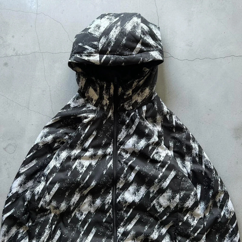 Black White Digi Camo Oakley Technical Water Resistant Insulated Jacket Coat S