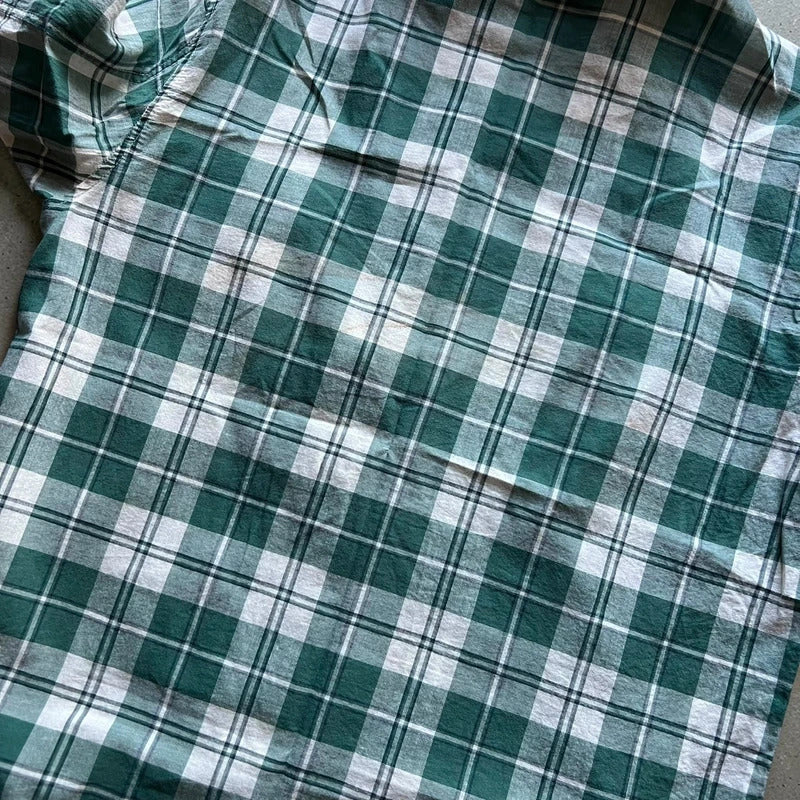 Green/White Corisco Plaid Hooded Shirt Jacket L