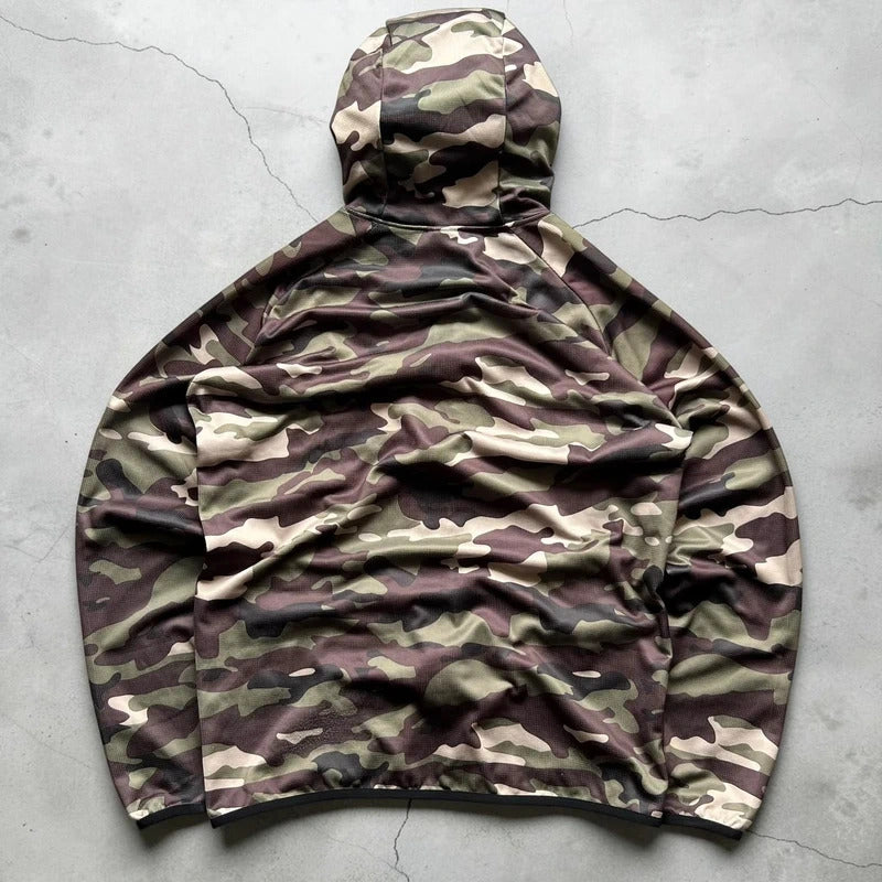 Green Camo Oakley Lightweight Technical Hooded Zip Jacket M
