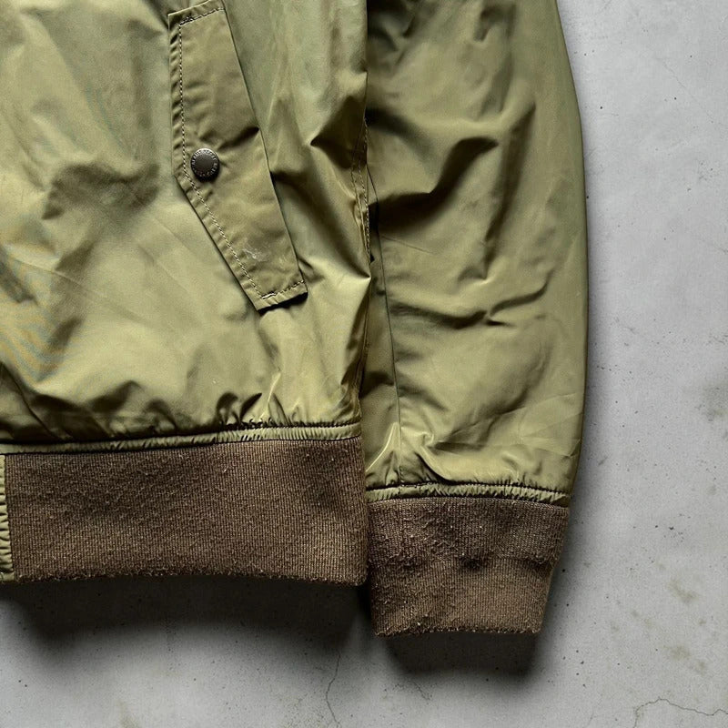 Beams Heart Japan Khaki Green Hooded Military Bomber Jacket M