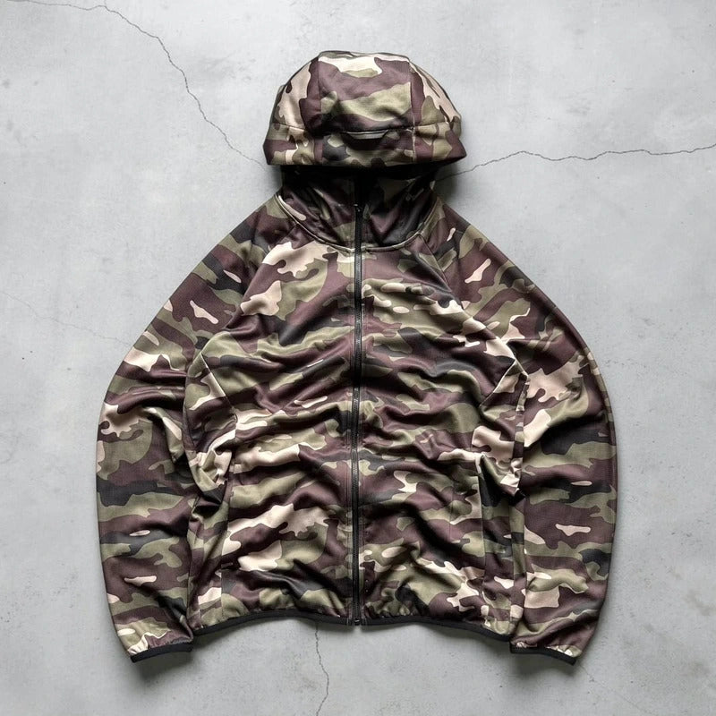 Green Camo Oakley Lightweight Technical Hooded Zip Jacket M