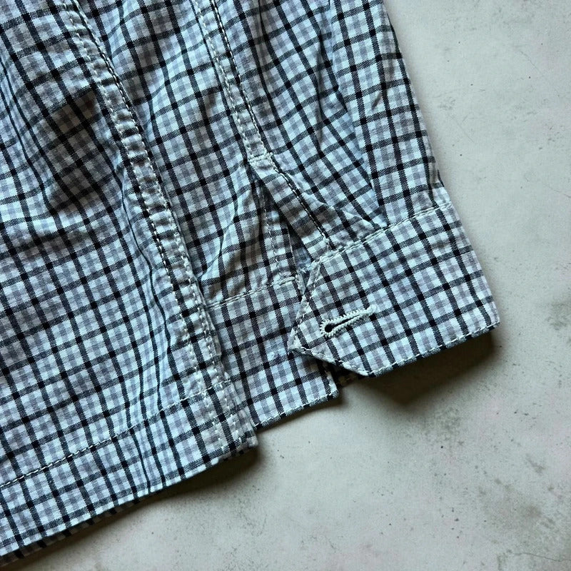 Lightweight Plaid Check Hooded Windbreaker S