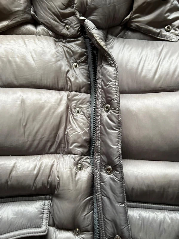 Beams Japan Silver Grey Shiny Down Puffer Jacket Coat XS