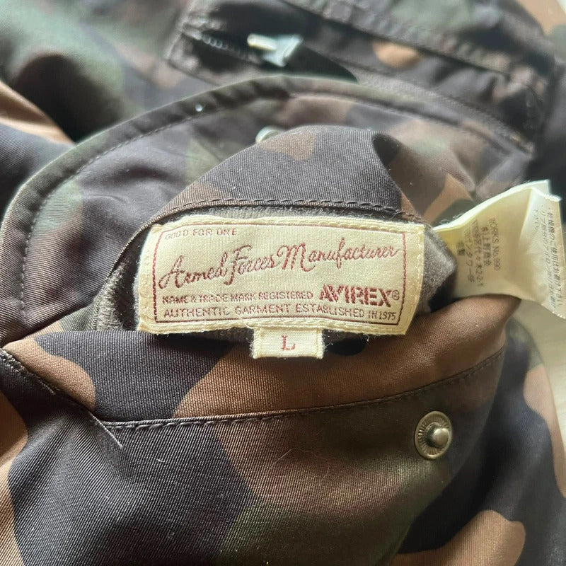 Green Brown Camo Avirex Reversible Military Bomber Jacket