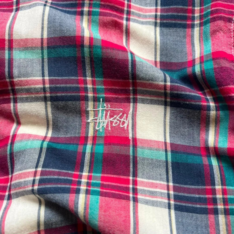 Vintage 00s Stussy Plaid Checked Tartan Zip Up Jacket M