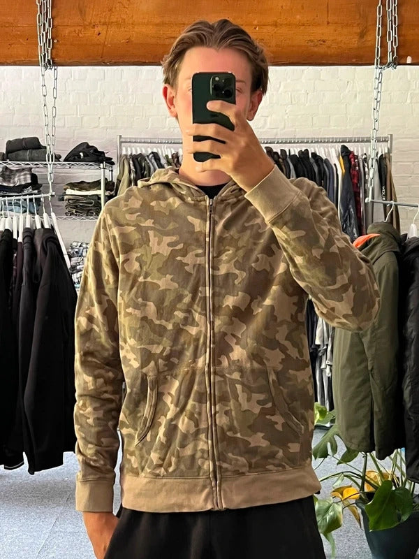 Back Number Camo Zip-Up Hoodie L