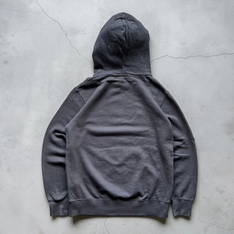 Grey Black Beams Heart Japan Skull Print Hoodie S