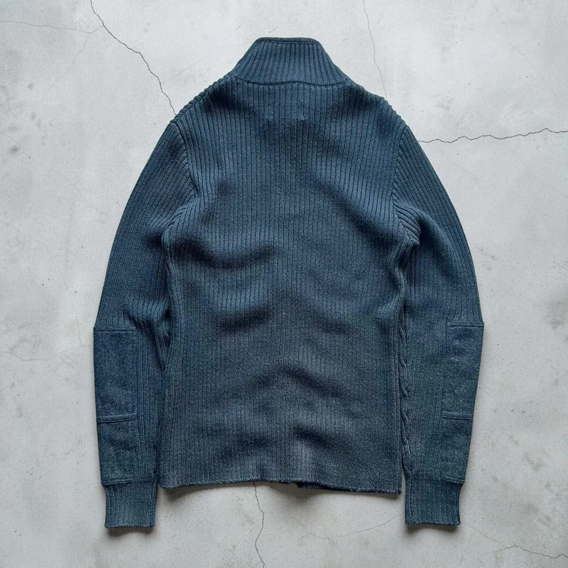 Grey Avirex Ribbed Knit Zip up Sweater Jacket M