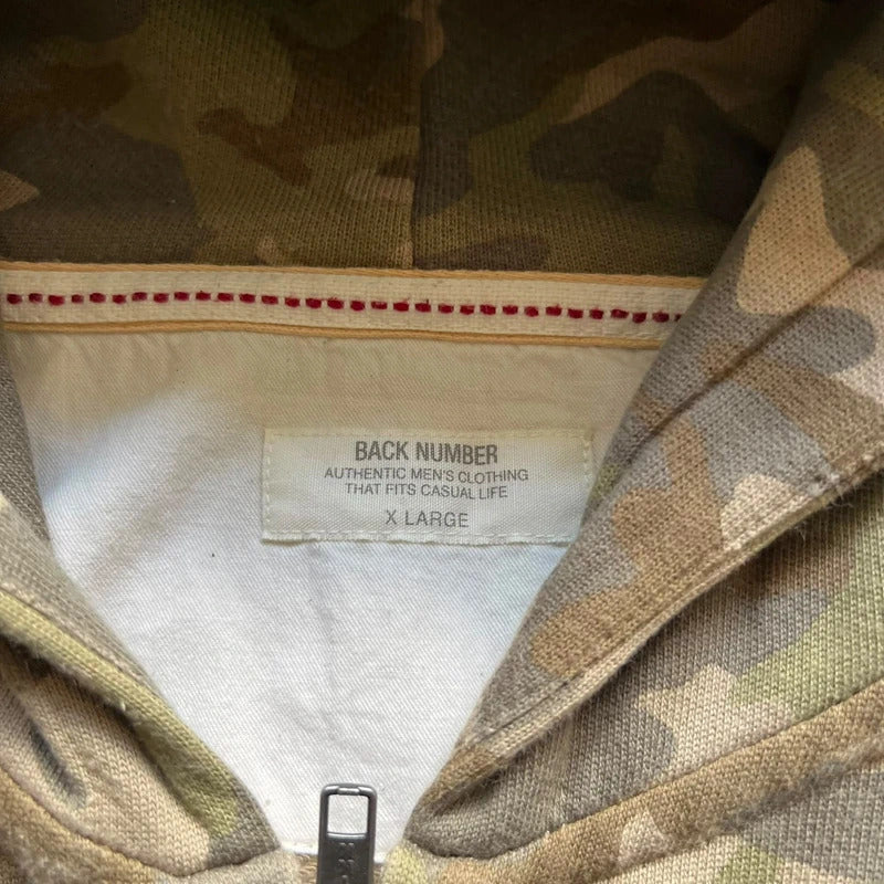 Back Number Camo Zip-Up Hoodie L