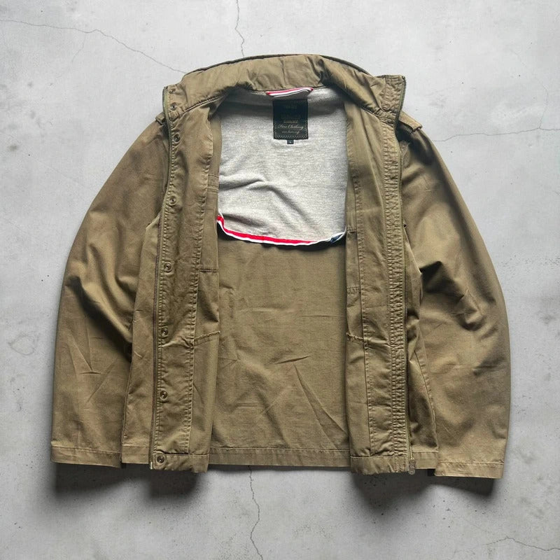 Khaki Green Beams Heart Military Style Jacket S