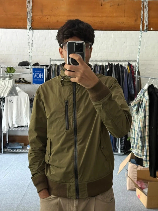 Beams Heart Japan Khaki Green Hooded Military Bomber Jacket M
