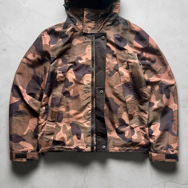 Brown Camo Technical Hooded Zip Jacket M