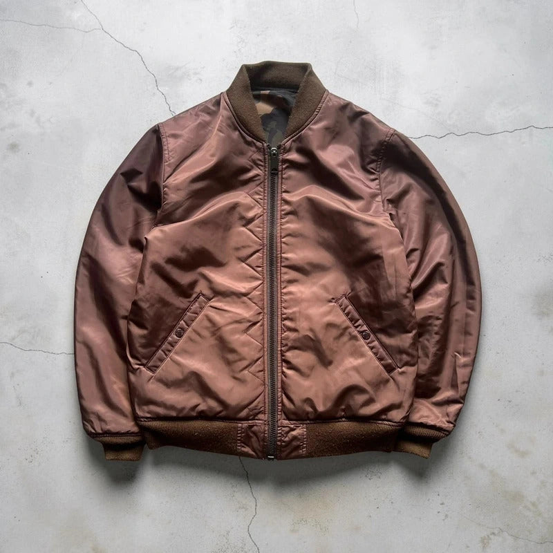 Green Brown Camo Avirex Reversible Military Bomber Jacket