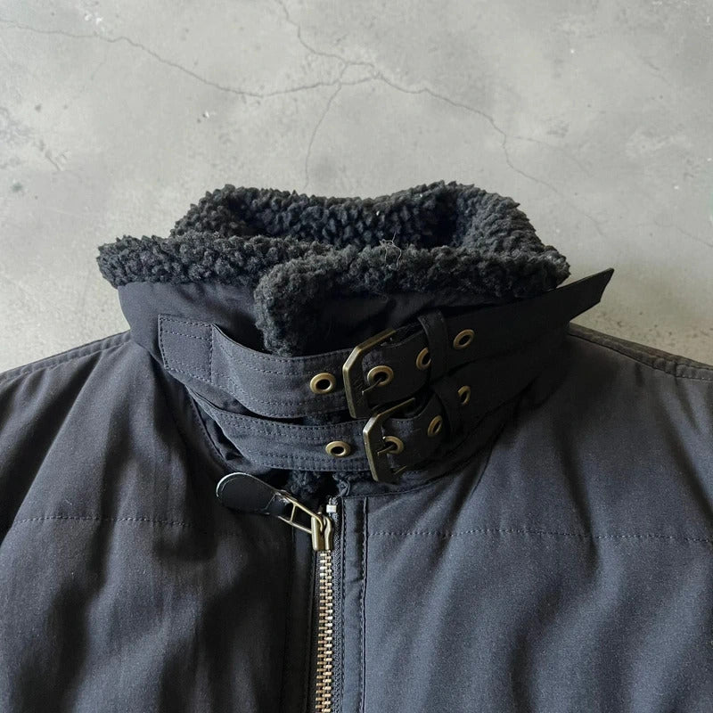 Vintage 00's Black Avirex Military Fleece Collar Jacket M