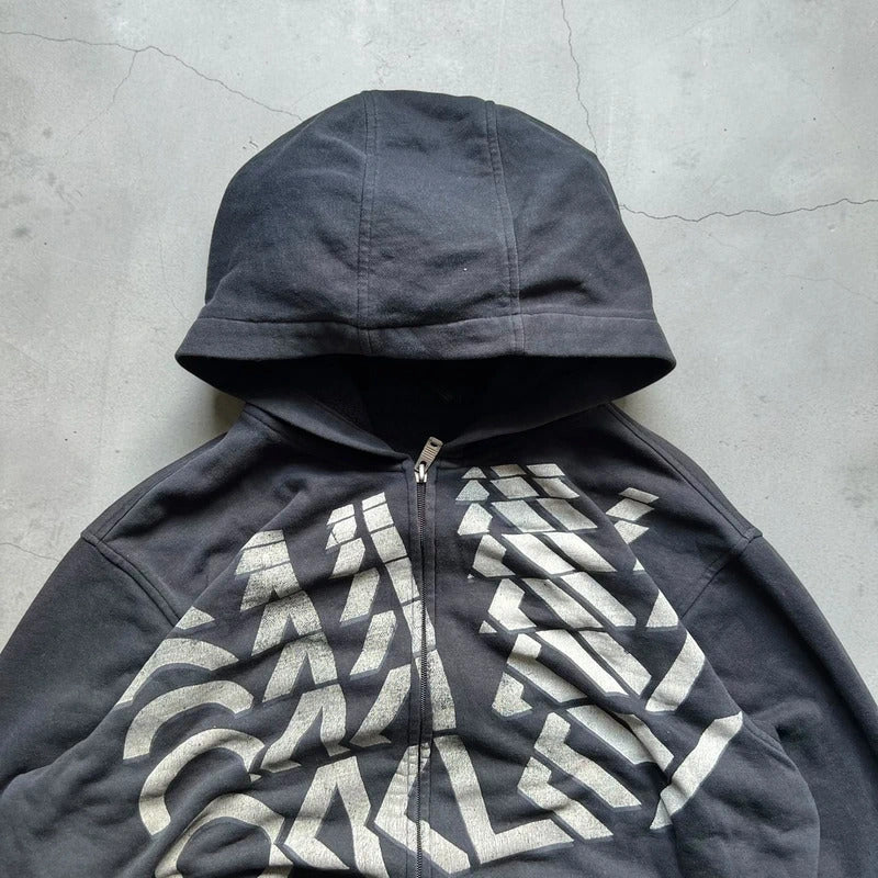 Vintage 00’s Oakley Black Print Zip up Hoodie M
