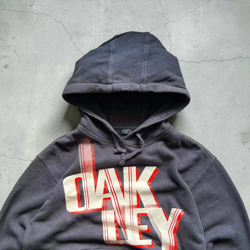 Vintage 00's Navy Blue Oakley Print Hoodie S