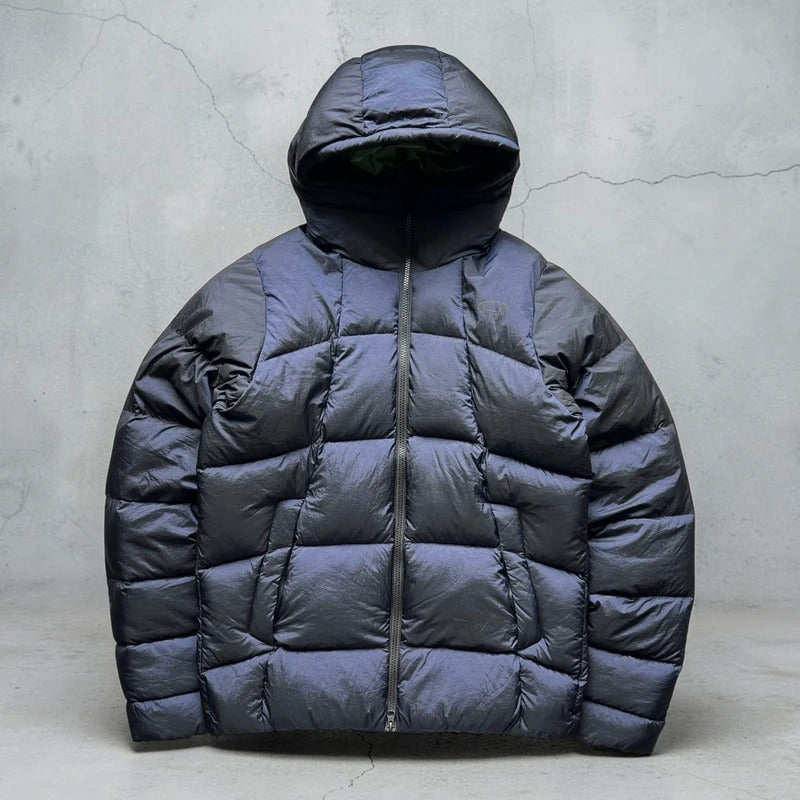 Purple Navy Prismatic Oakley Hooded Puffer Jacket Coat M