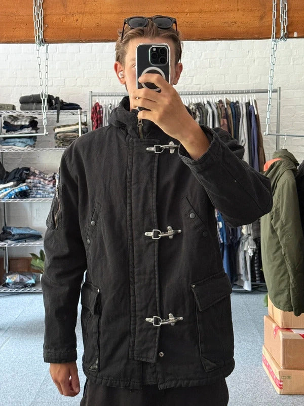 Vintage Hooded Firemans Clasp Jacket Coat L